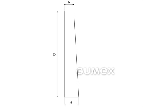 Silikonový profil tvaru "lichoběžník", 55x9/6mm, 60°ShA, -60°C/+180°C, bílý (RAL 9010)
